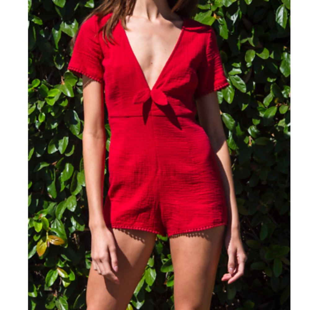 PACSUN x the walker Red Pom Romper